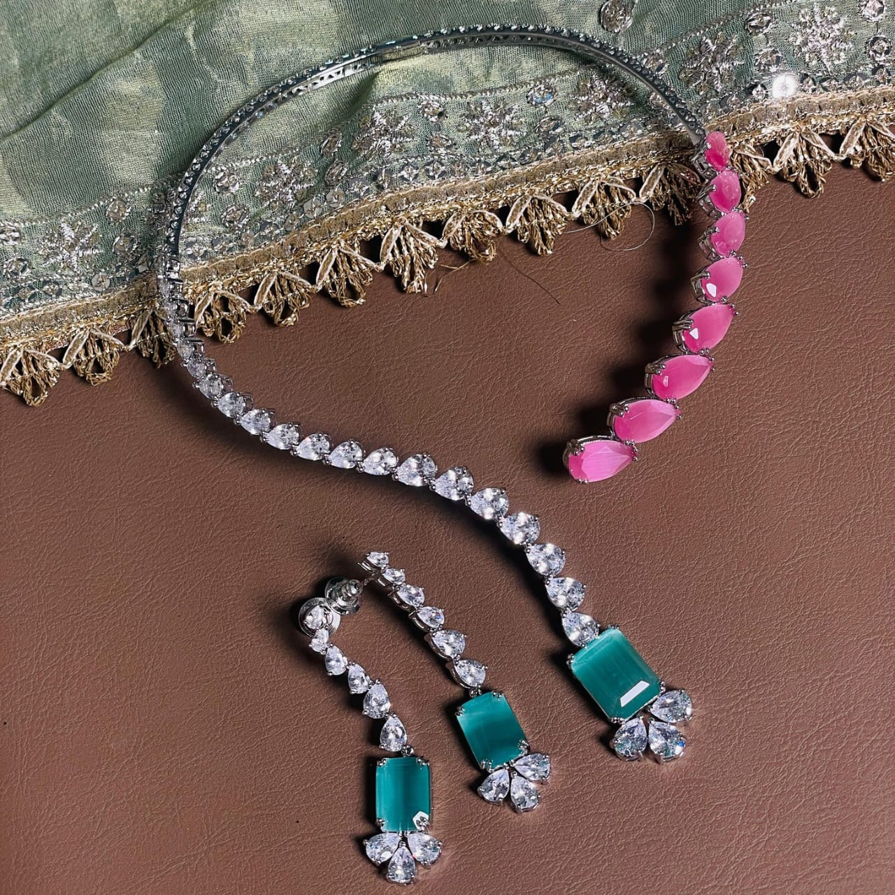 SILVER AD DIAMOND SET MULTICOLOR