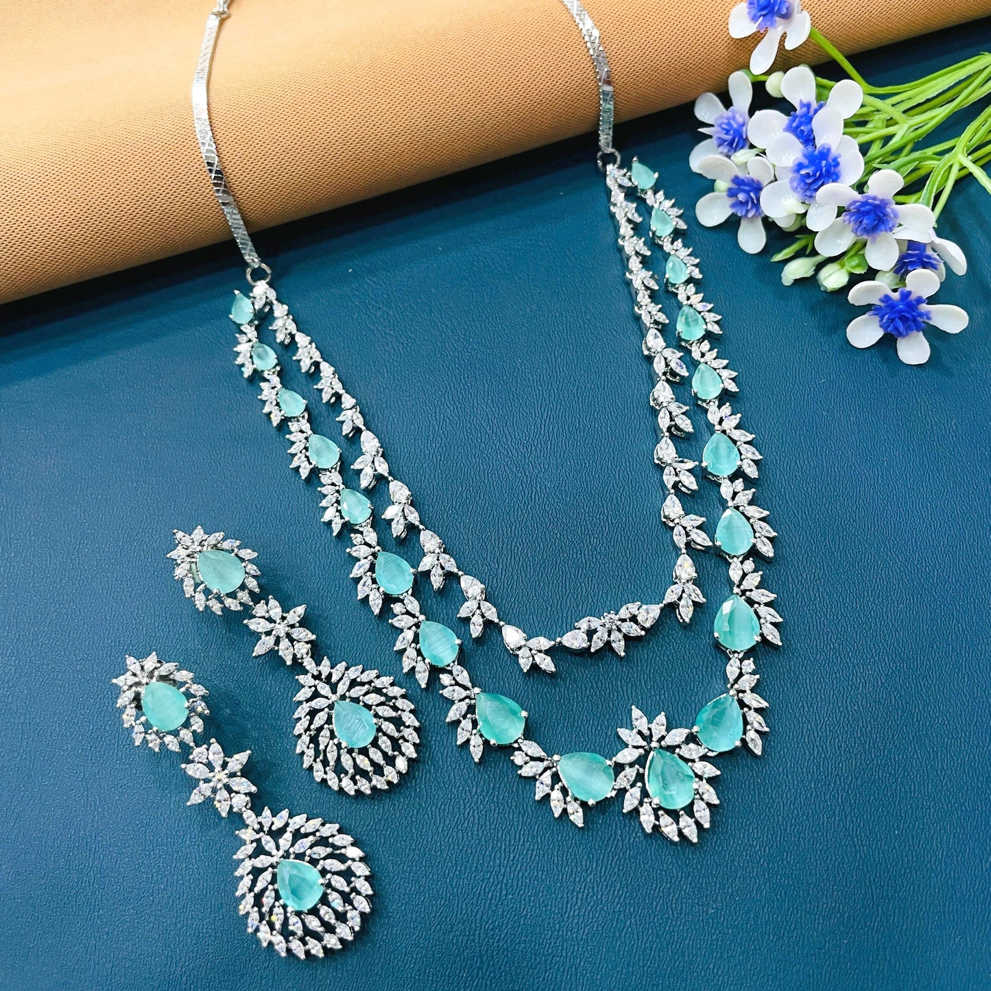 SILVER AD DIAMOND SET SKY BLUE