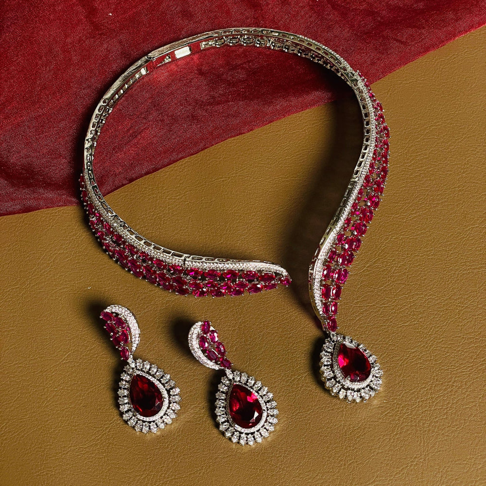 SILVER AD DIAMOND SET RED