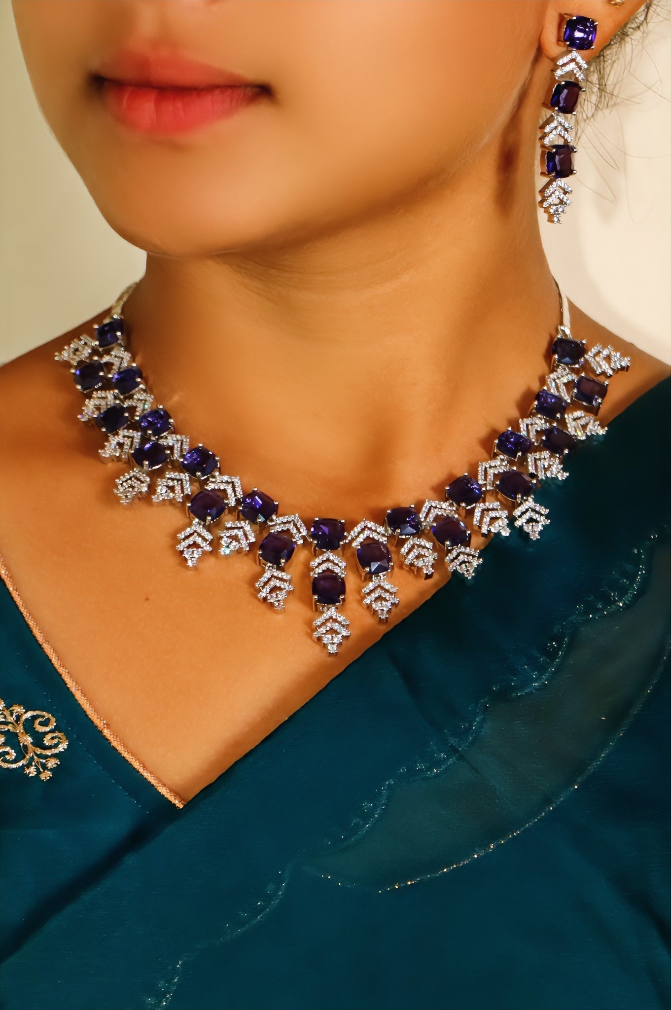 SILVER AD DIAMOND SET PURPLE