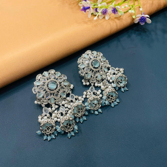 SILVER DIAMOND EARRINGS