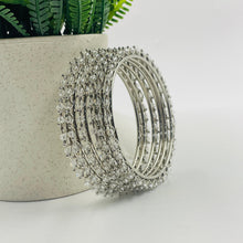  SILVER CRYSTAL BANGLES