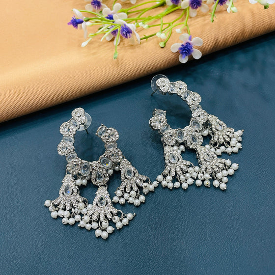 SILVER DIAMOND EARRINGS