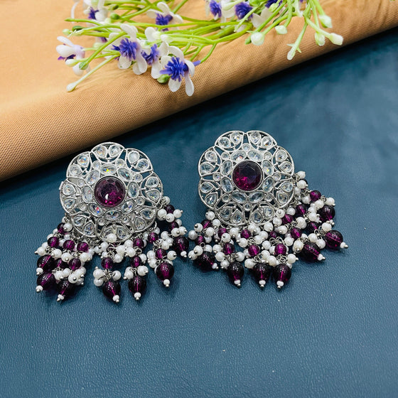 SILVER DIAMOND EARRINGS