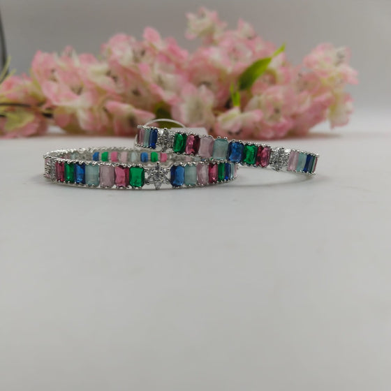 SILVER AD DIAMOND BANGLES